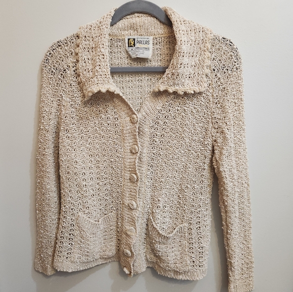 Pallas Sweaters - VTG Pallas Hand Loomed Irish Linen Cardigan Size Medium
